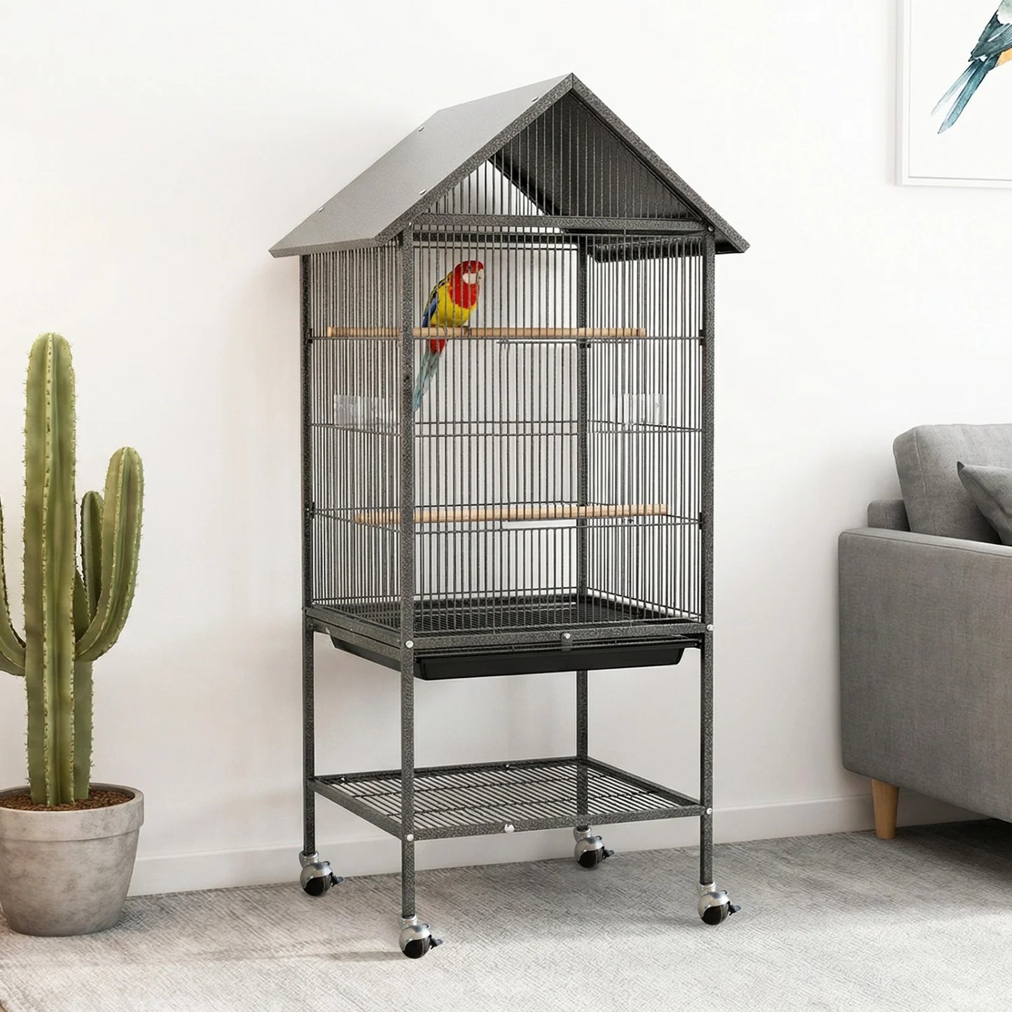 Himiss 50 Inch Parakeet Bird Cage With Stand And Roof