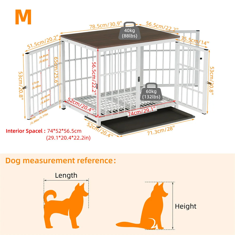 Borwart Wooden Dog Crate Furniture Style Elevated Pet Cage
