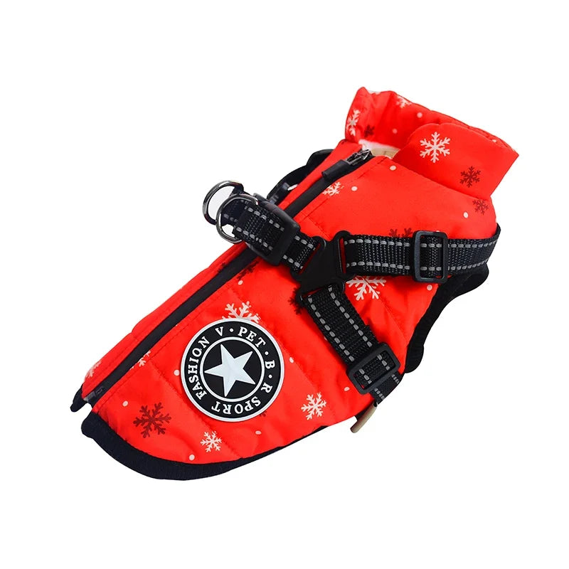 CDDMPET Winter Warm Pet Dog Jacket With Harness Waterproof Coat