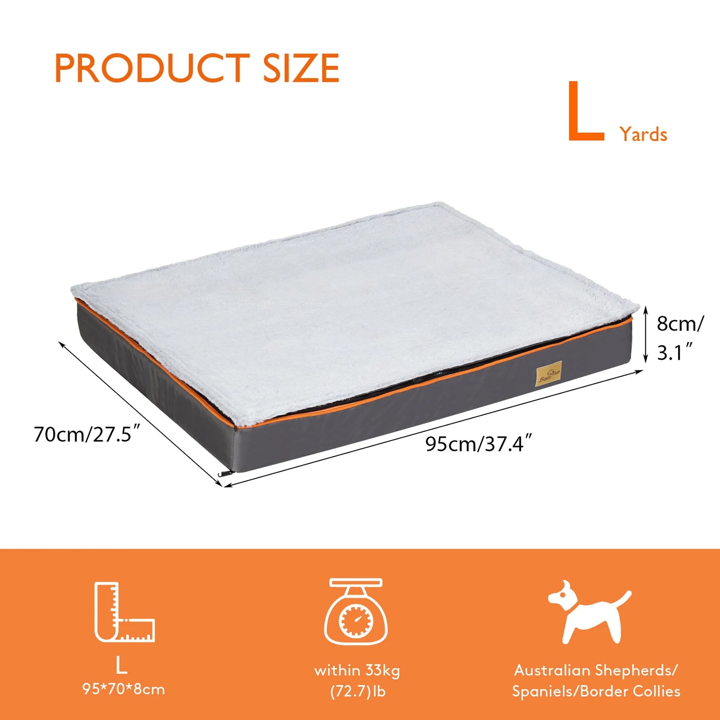 Bingopaw Large Orthopedic Dog Bed With Washable Cover