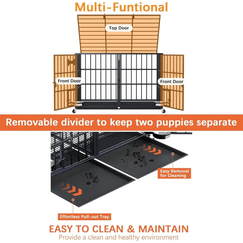 Heavy Duty Metal Dog Crate Indoor Kennel For Medium And Large Dogs