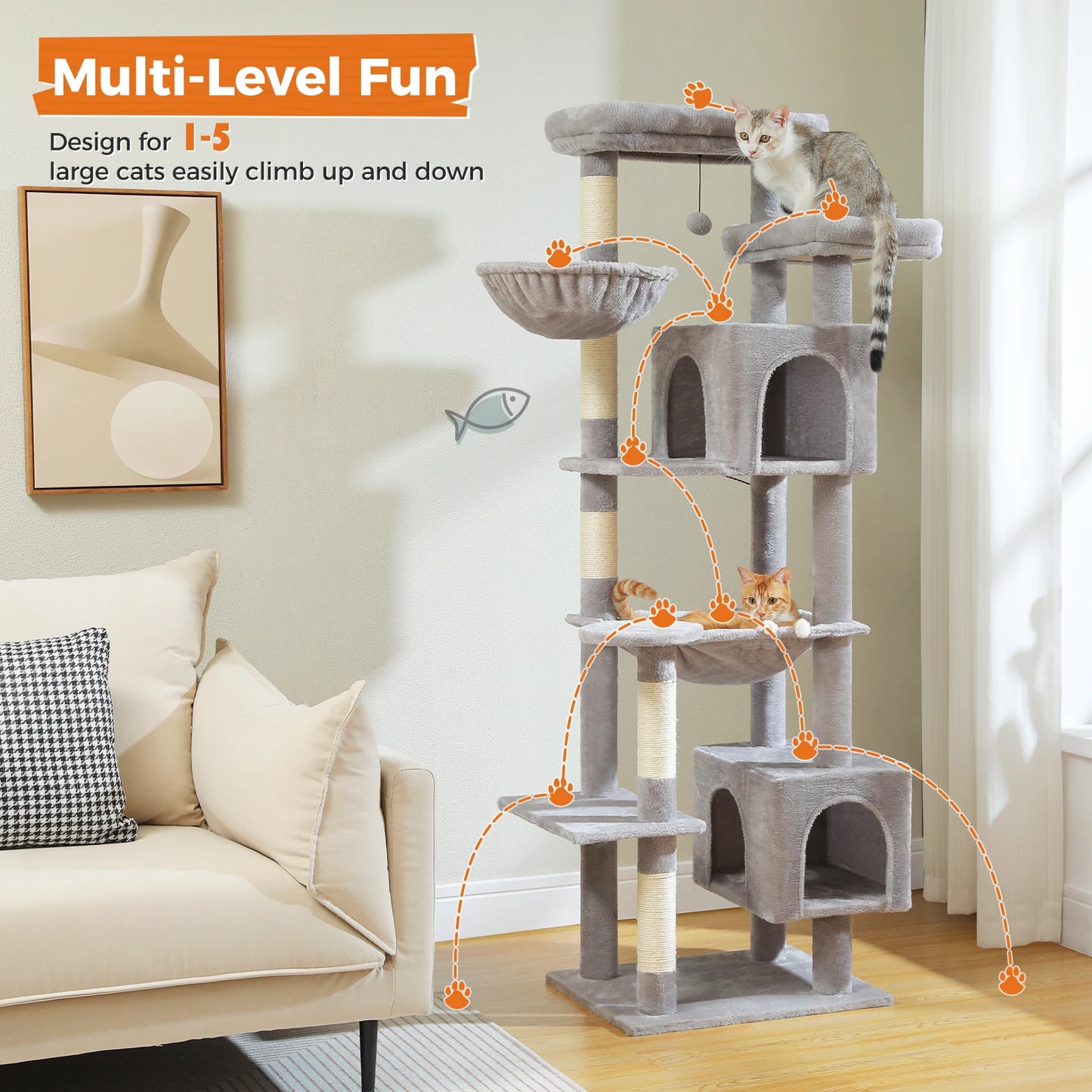 Pawz Road Large Multi Level Plush Cat Tree Tower