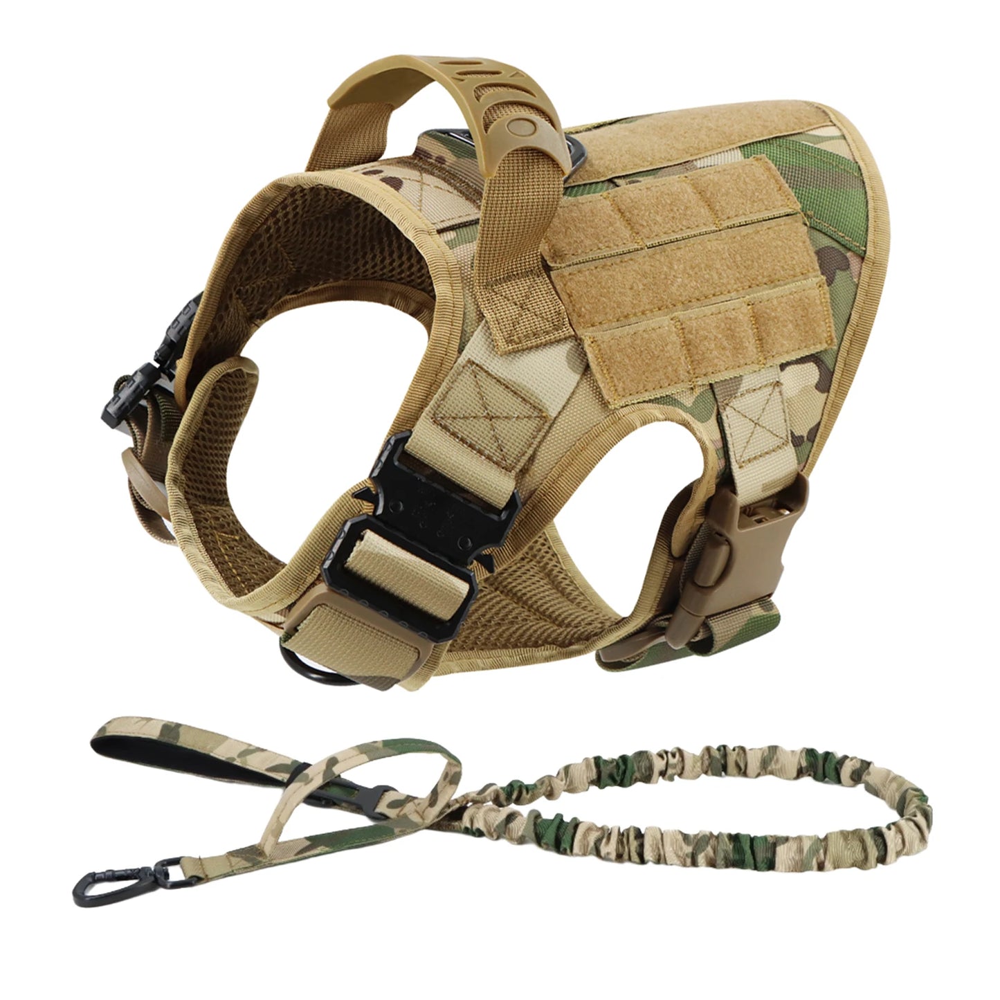 Nylon Tactical Dog Harness Leash Set No Pull Training Military
