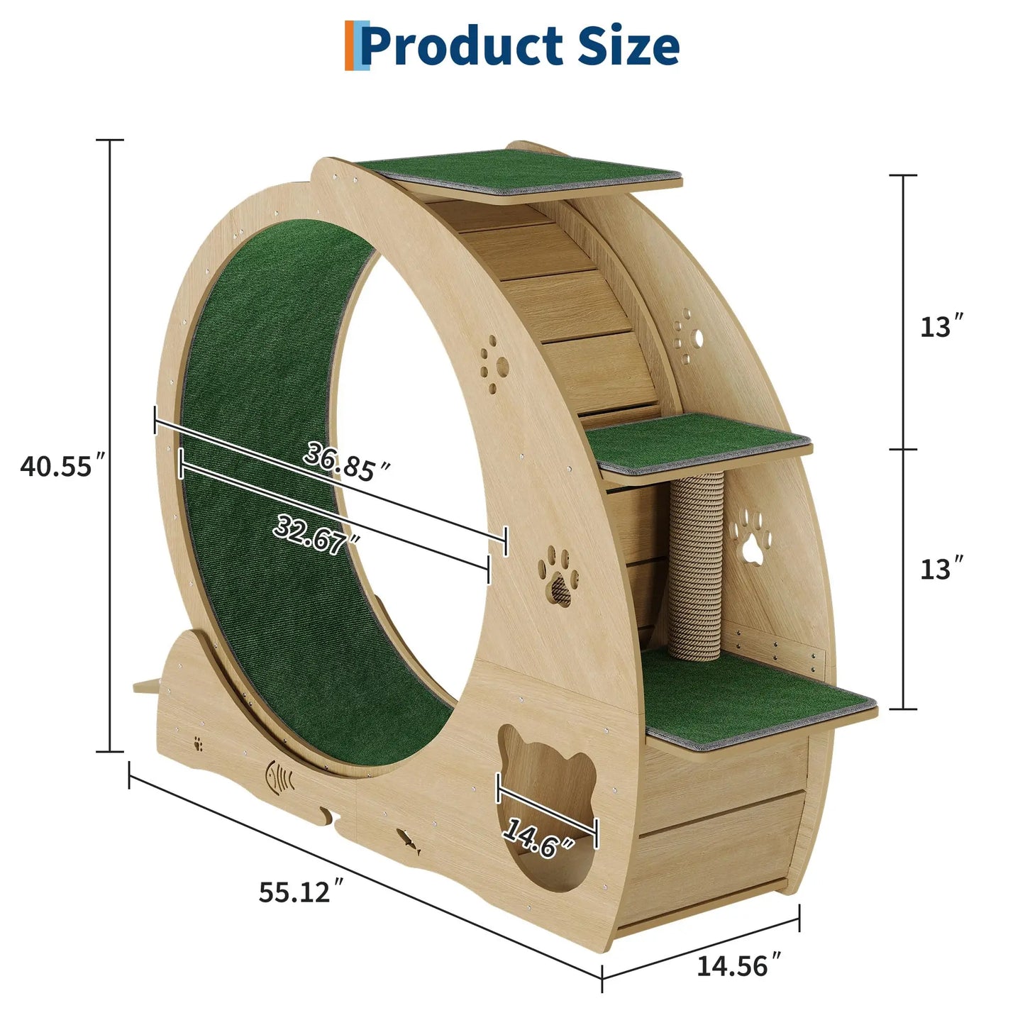 HiMISS 6 in 1 Cat Exercise Wheel Treadmill Bowls Pro