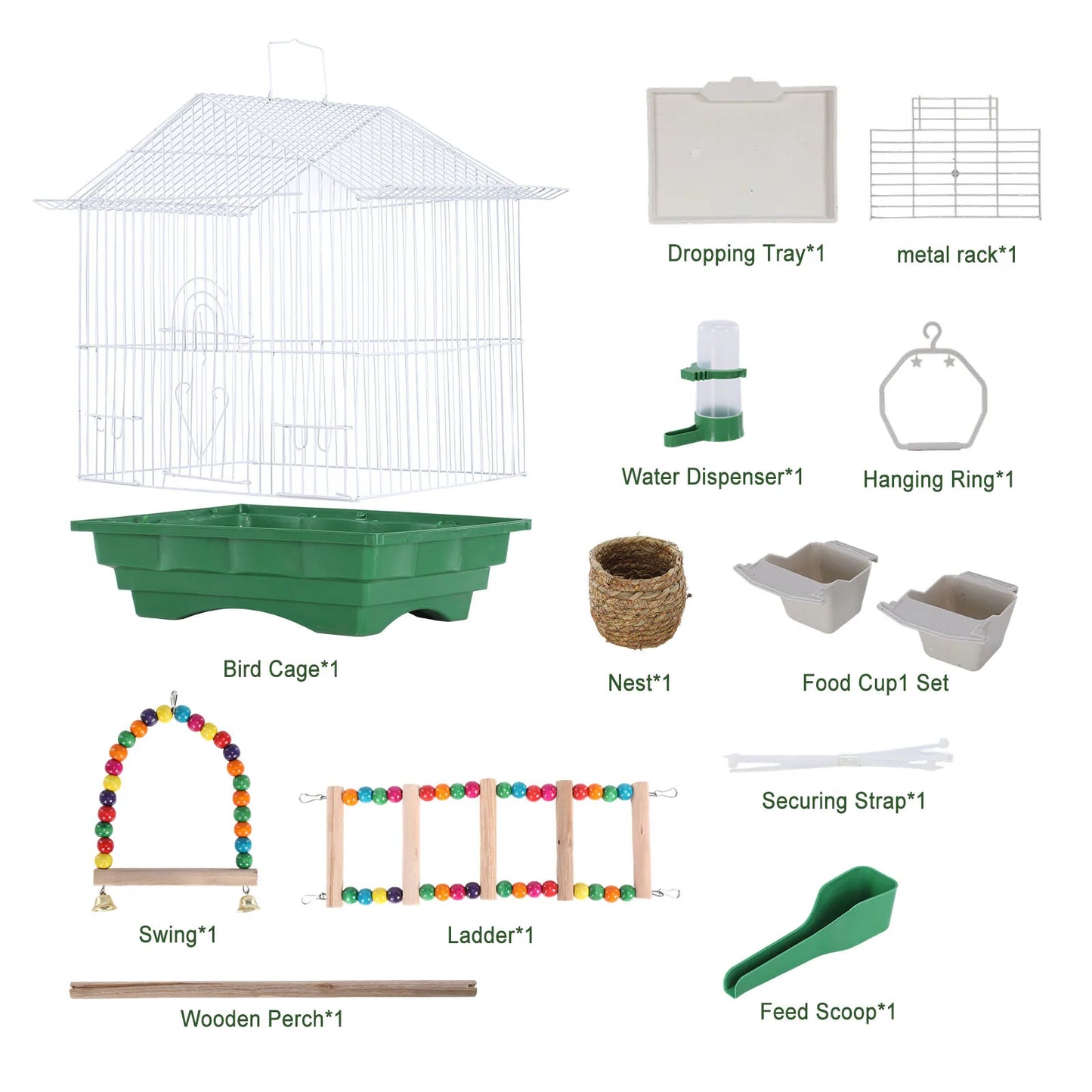 Metal Travel Bird Cage With Perch And Easy Clean Stand For Small Birds