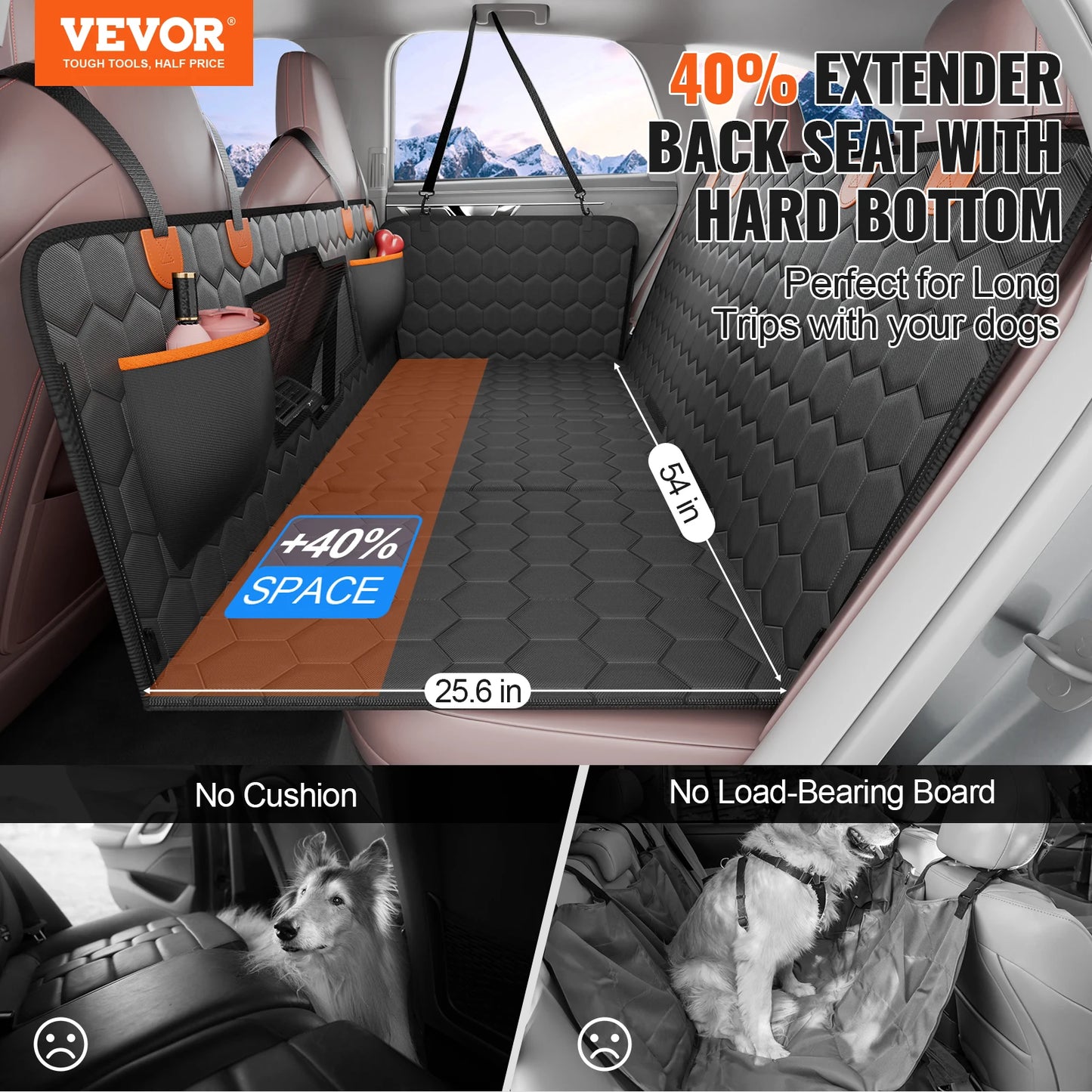SucceBuy Back Seat Extender Dog Seat Cover With Mesh Window