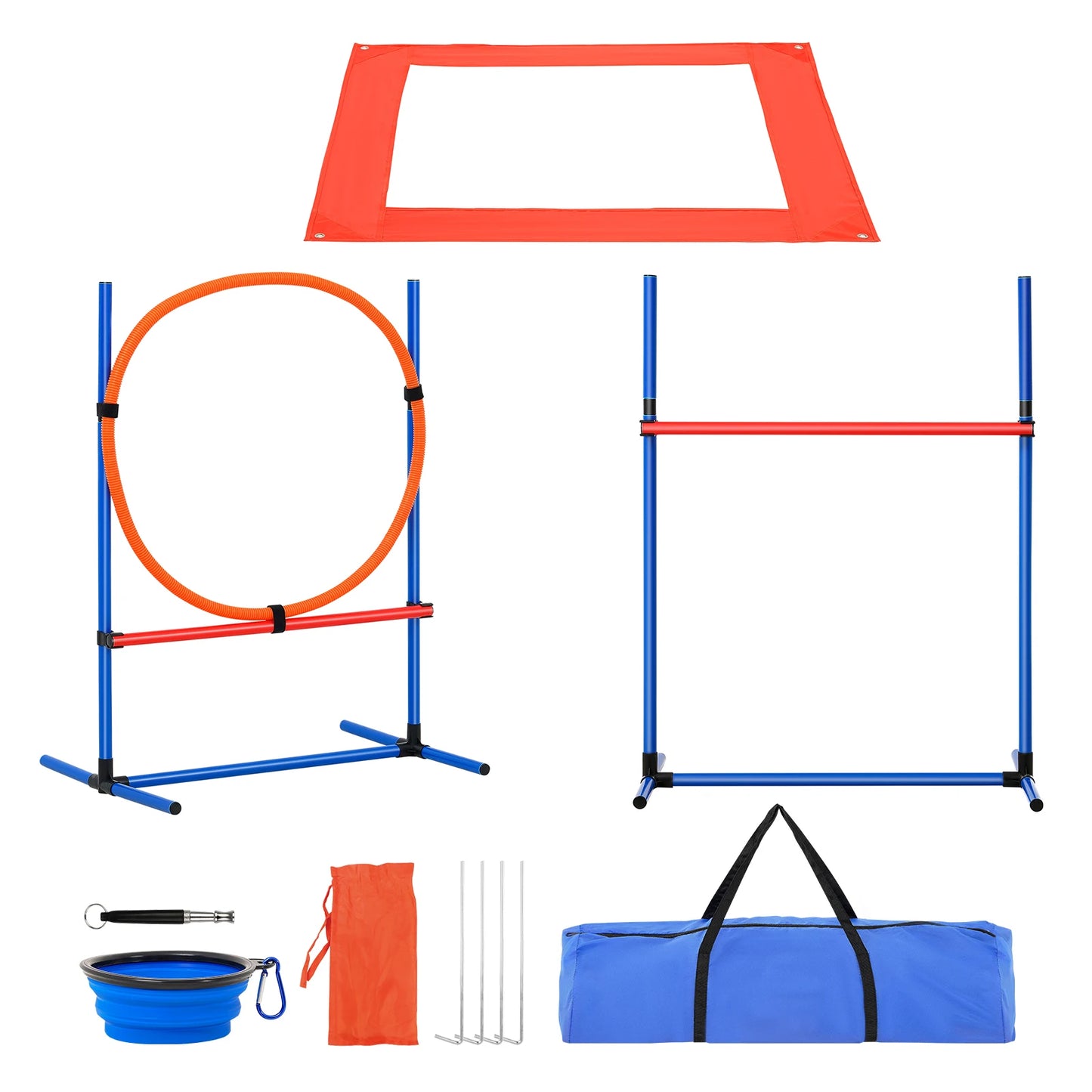 SucceBuy Dog Agility Training Equipment Set With Hurdles And Poles