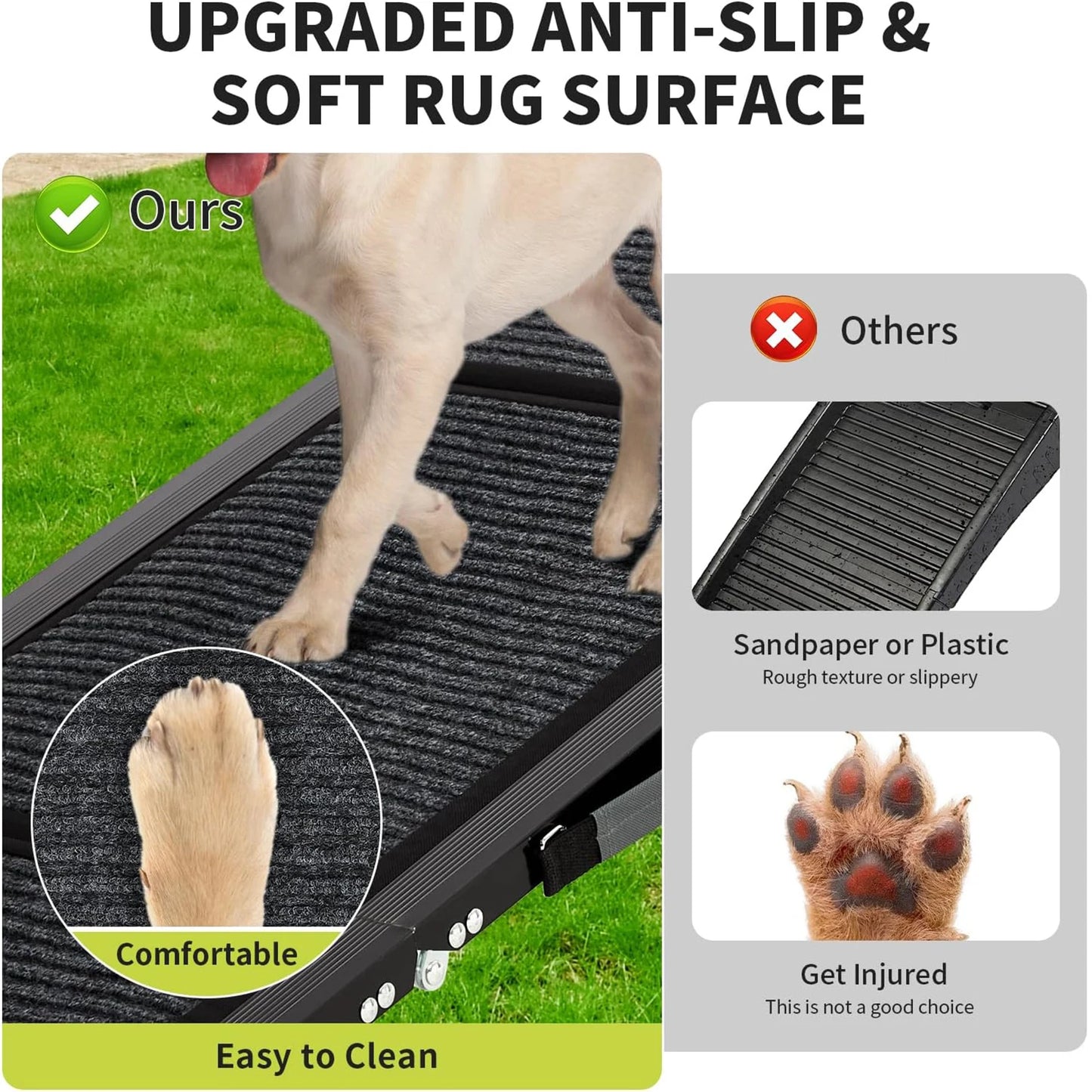 HiMISS Upgraded Folding Dog Ramp Cars Non Slip Surface Portable
