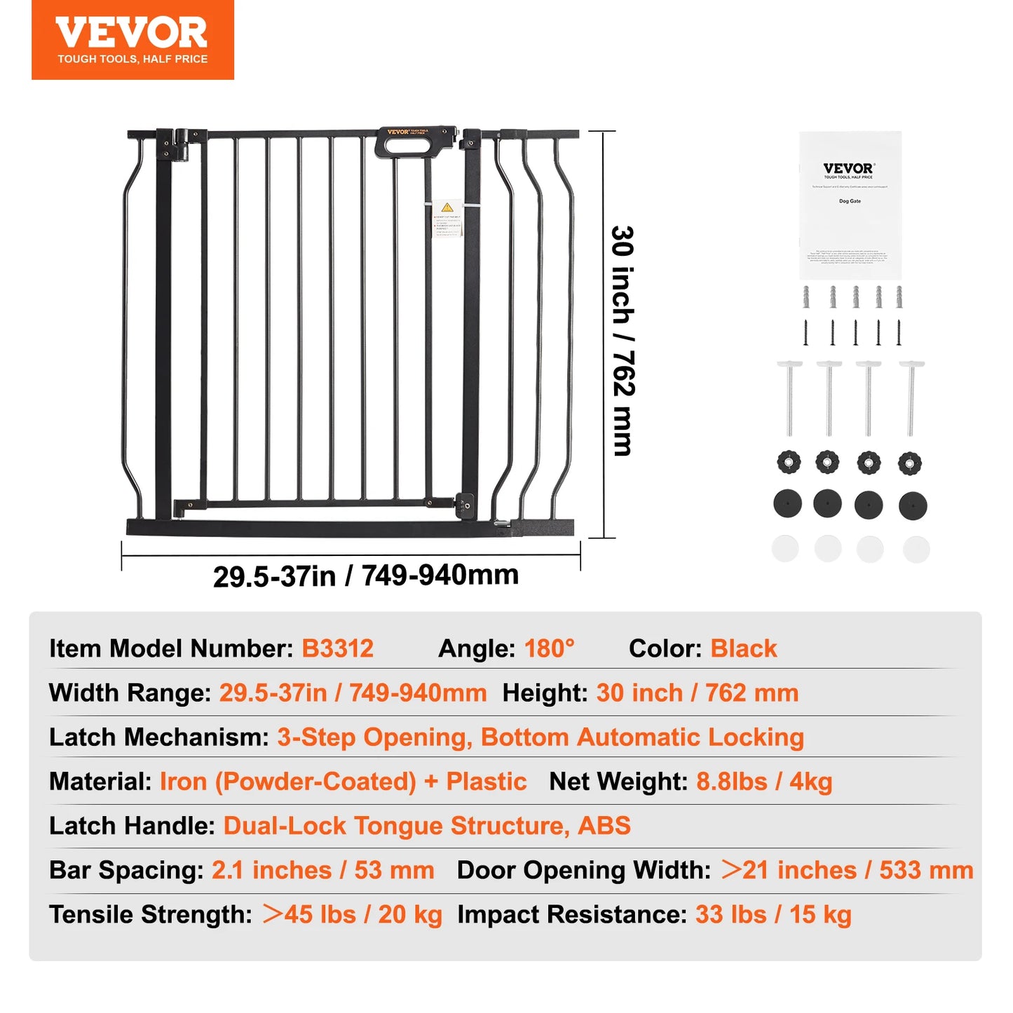 SucceBuy Pressure Mount Baby Gate Walk Through Doorway Child Safety