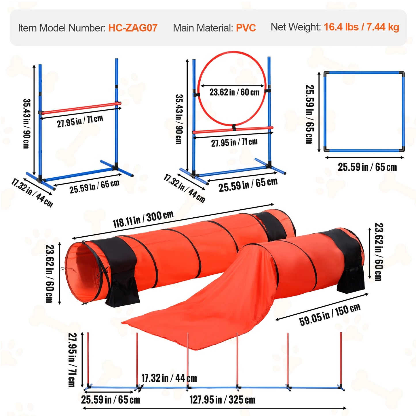 SucceBuy Dog Agility Training Equipment Set With Hurdles And Poles
