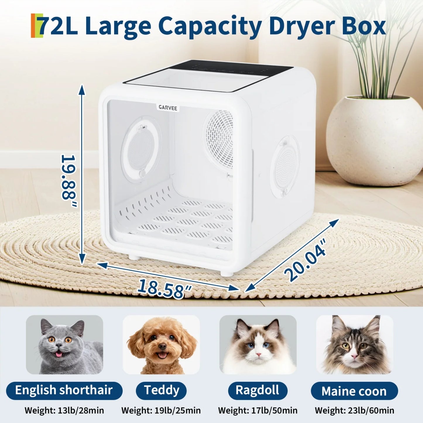 HiMISS 72L Automatic Dog Cat Drying Box