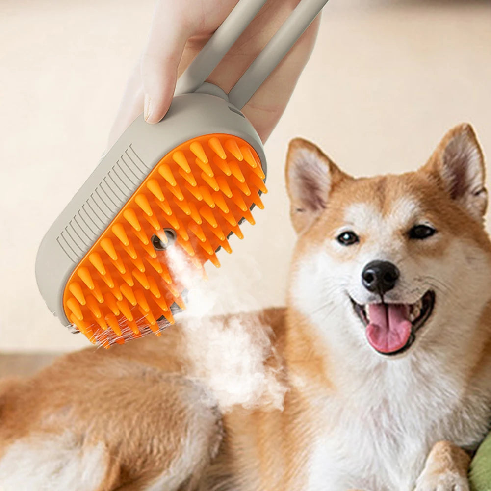 3 In 1 Dog Cat Grooming Brush With Electric Sprayer