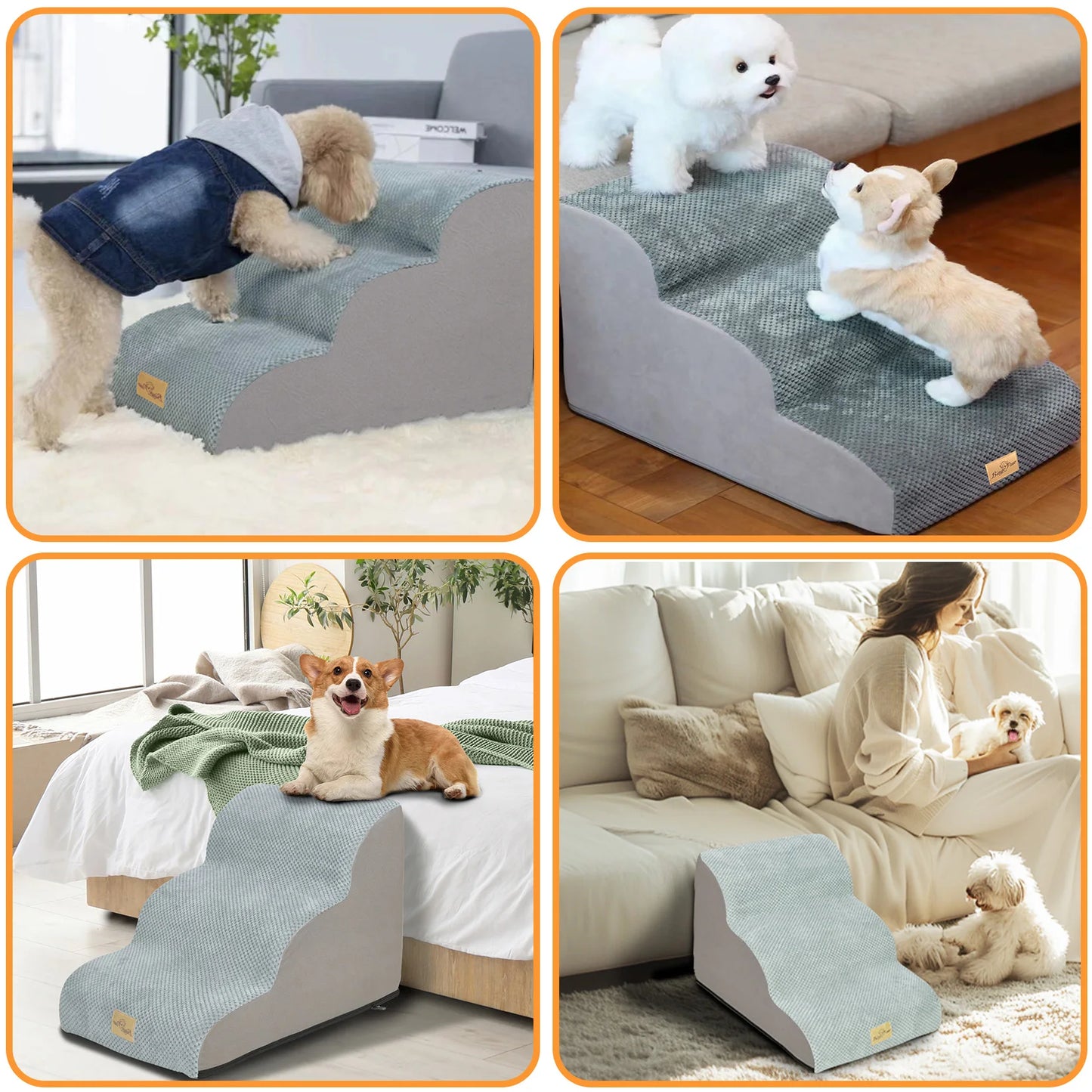Bingopaw Extra Wide Dog Stairs Ramp Bed Couch