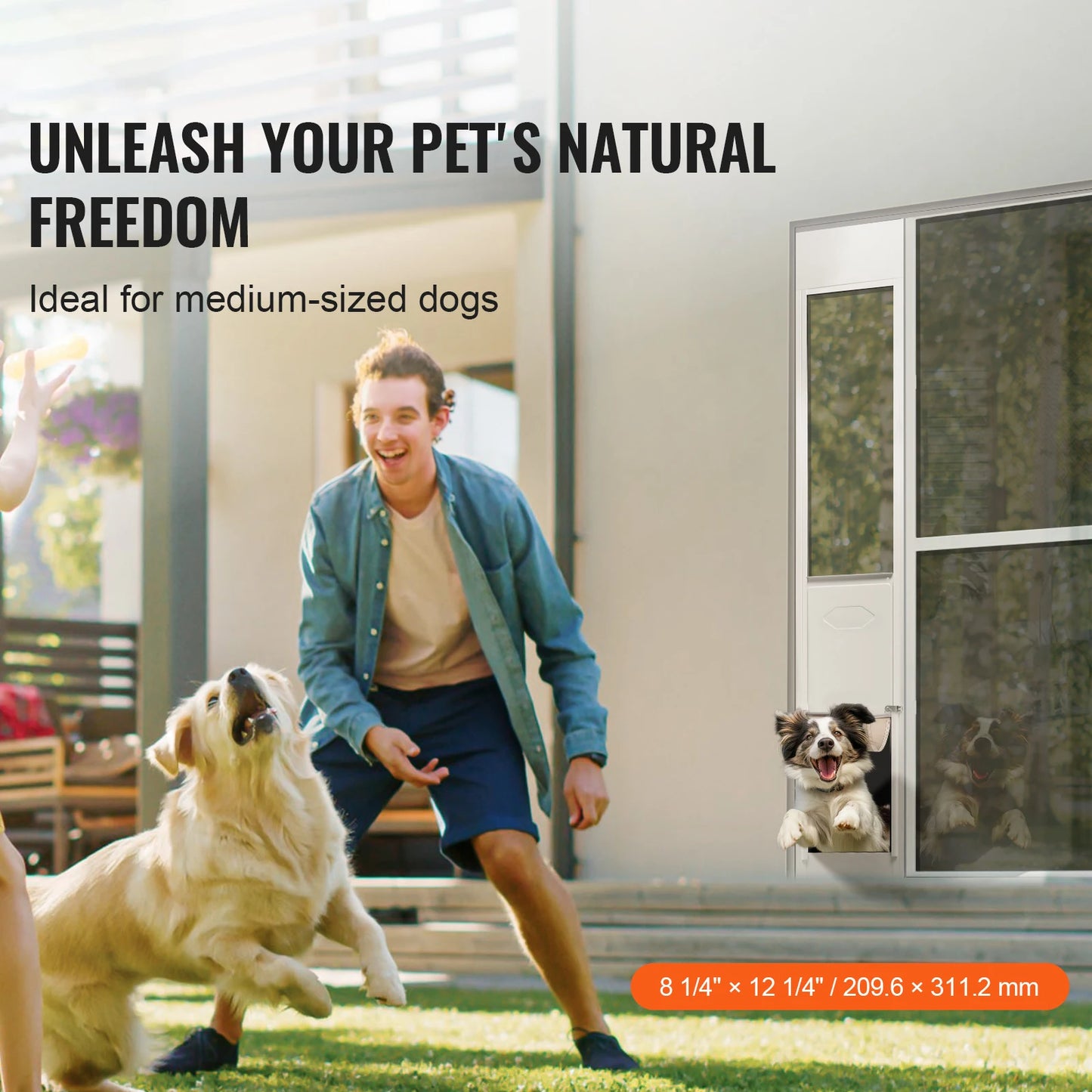 Dog Door For Sliding Glass Door With Adjustable Height Aluminum Frame