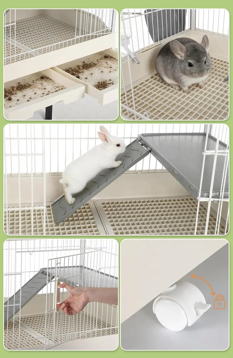 Himiss Spacious Large Rabbit Hutch With Removable Trays
