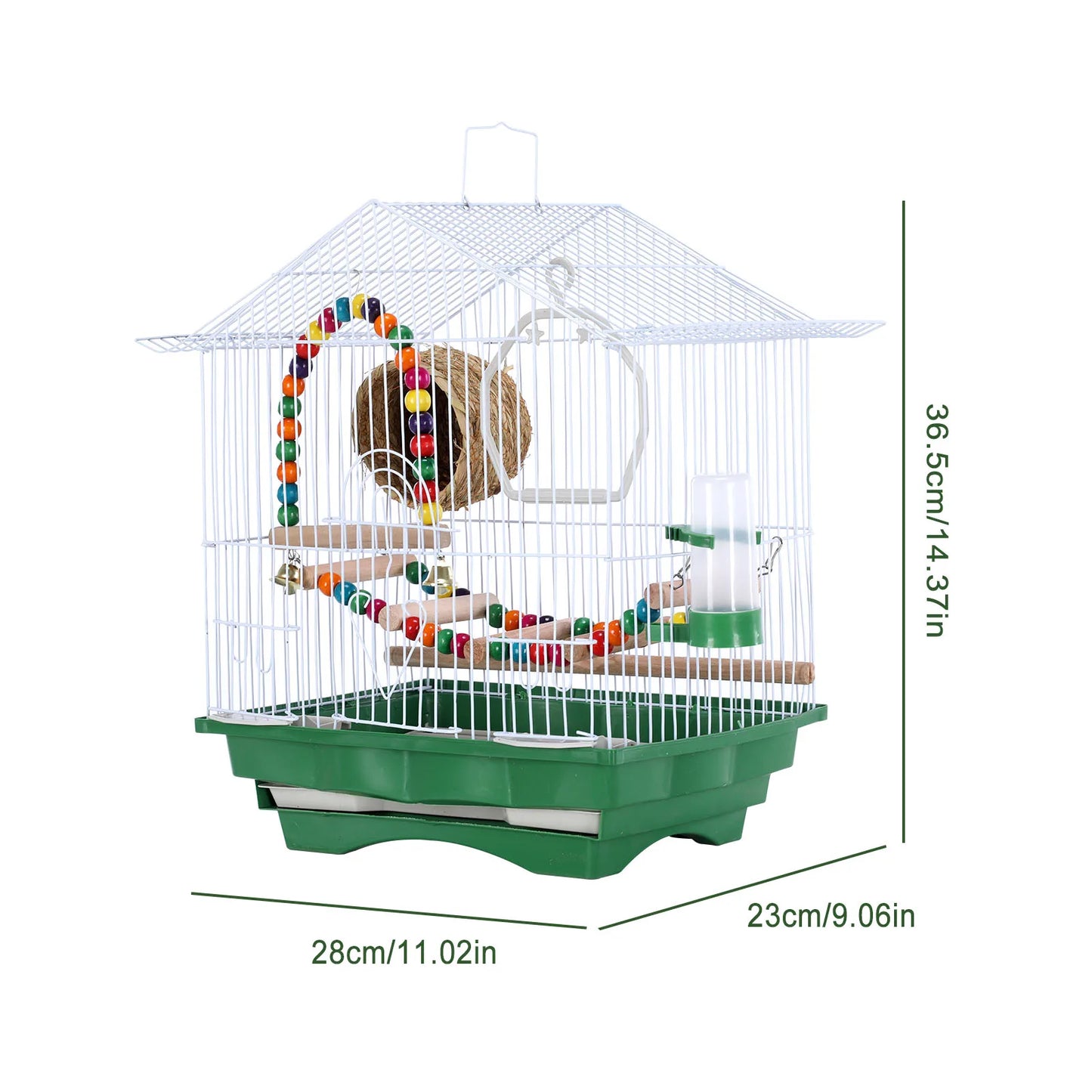 Metal Travel Bird Cage With Perch And Easy Clean Stand For Small Birds