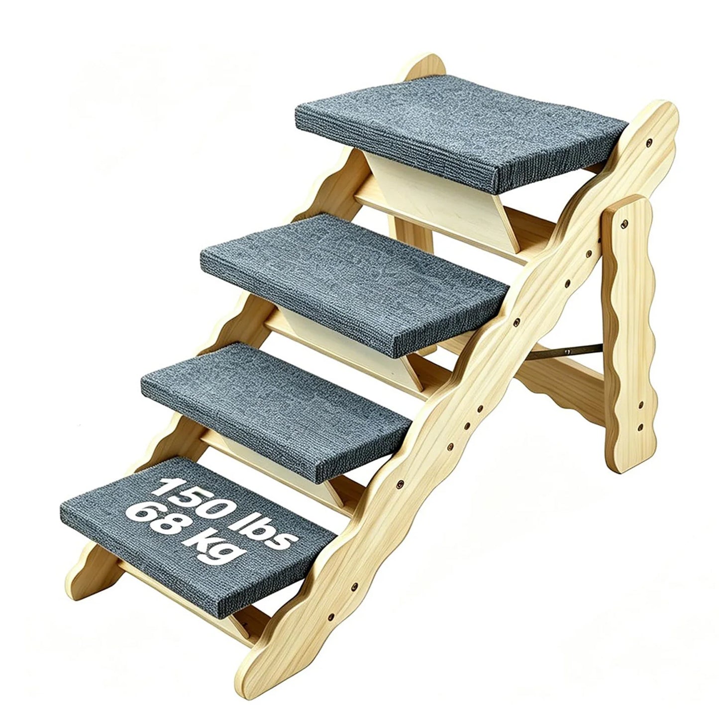 DishyKooker 2 In 1 Wooden Pet Stairs Folding Dog Ramp