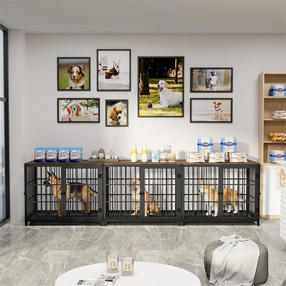 BORWART Large Wooden Dog Crate With Latch And Removable Tray