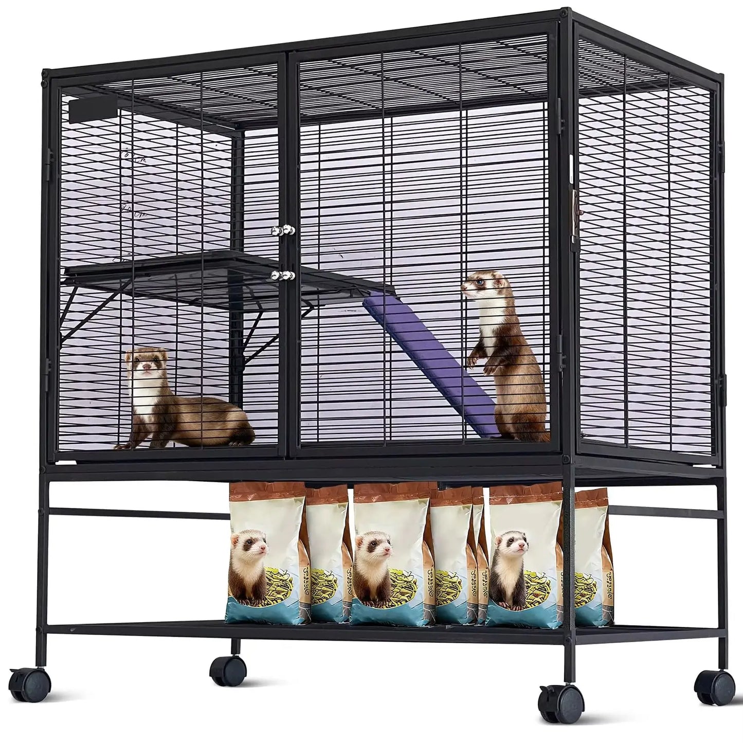 HiMISS Large Multi-Level Small Animal Cage With Ramp And Tray