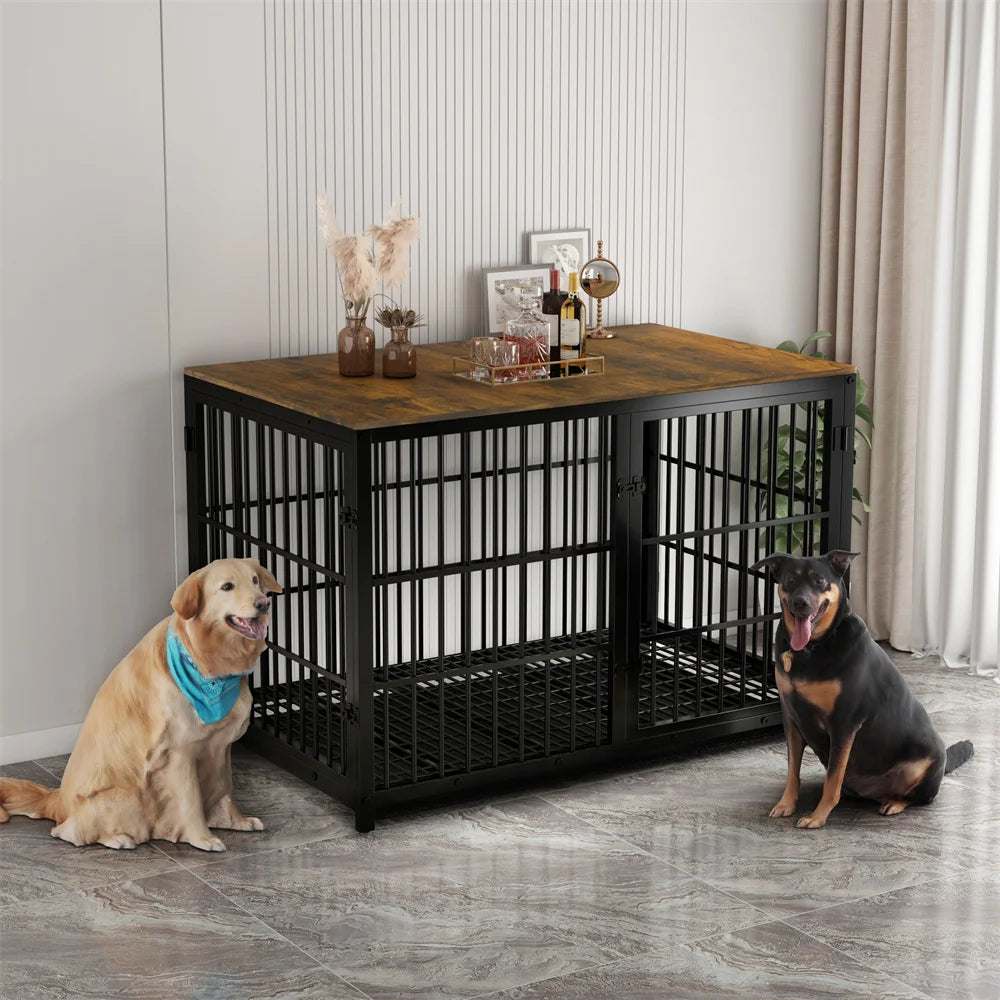 Borwart Wooden Dog Crate Furniture Style Elevated Pet Cage