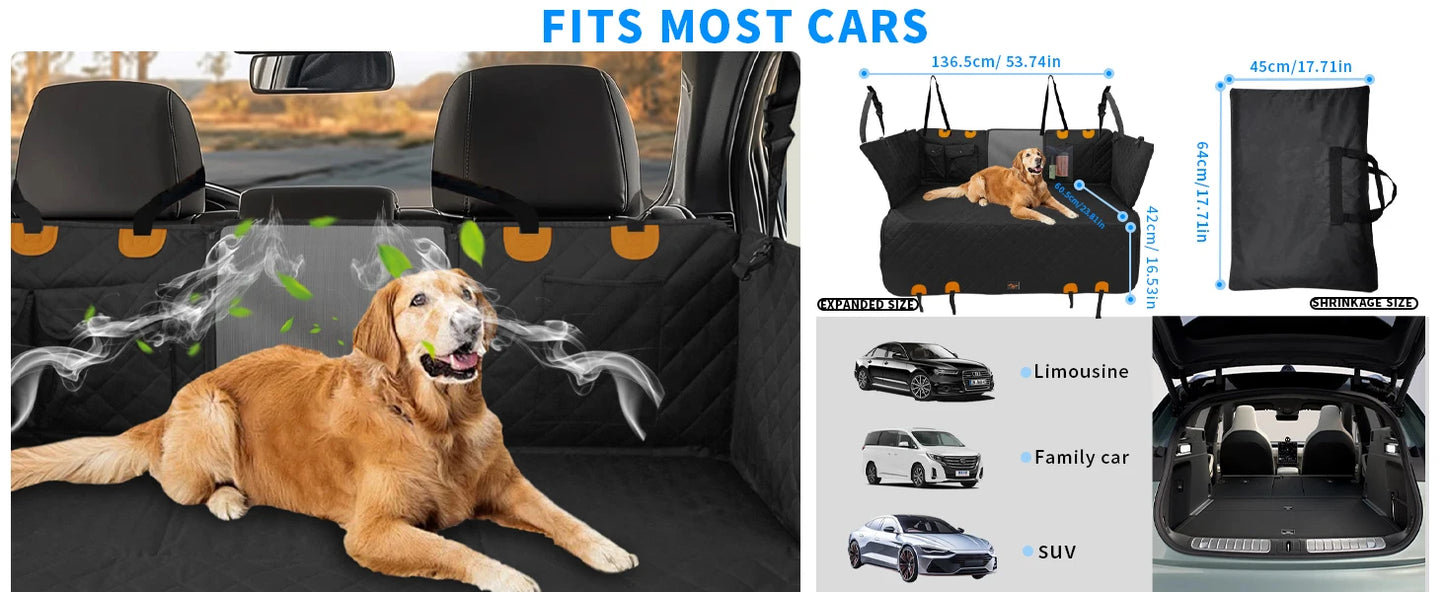 Borwart Waterproof Back Seat Extender Dog Car Cover With Storage