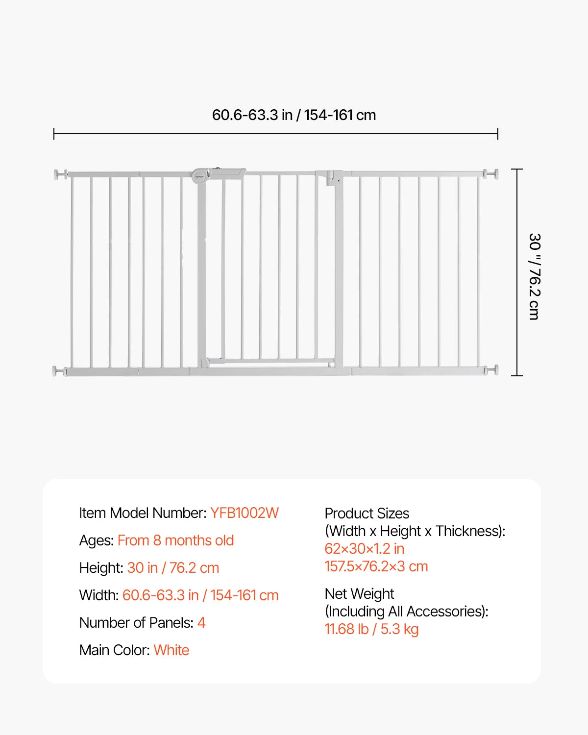 SucceBuy Baby Gate Pressure Mounted Walk Through Pet Safety Gate