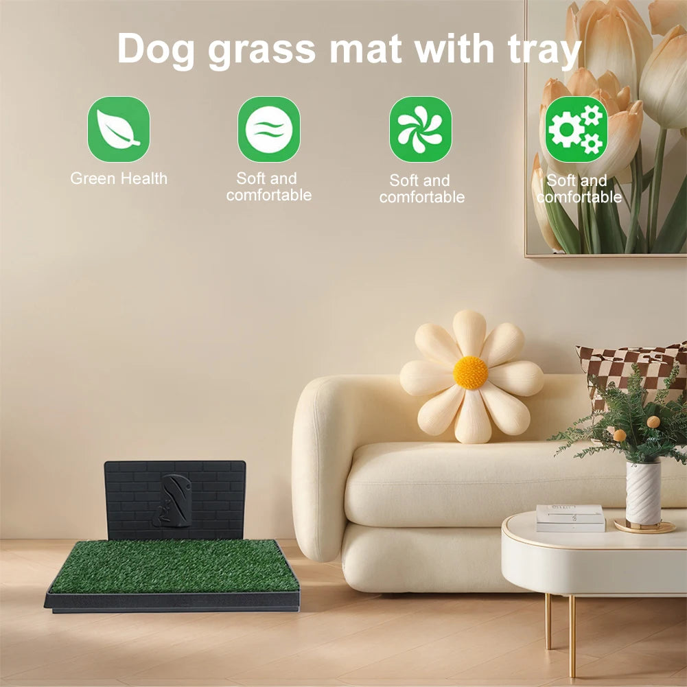 Dog Grass Pad With Tray Reusable Puppy Turf For Training
