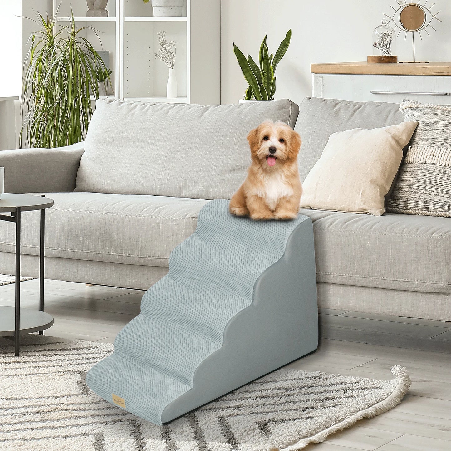 Bingopaw Extra Wide Pet Stairs For Dogs With Waterproof Step Ramp