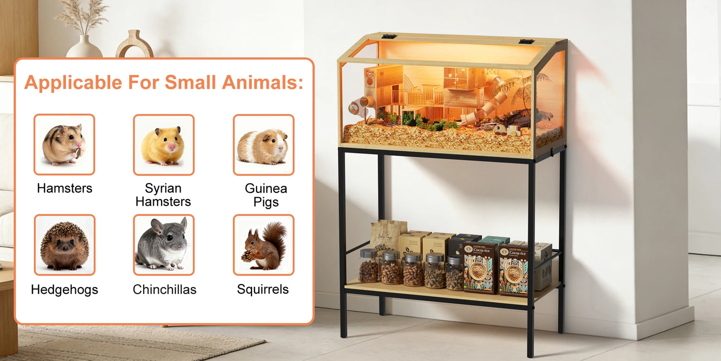Bingopaw Large Wooden Hamster Cage With LED Light