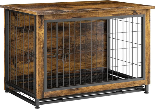 Wooden Dog Crate Table With Double Doors Kennel Furniture