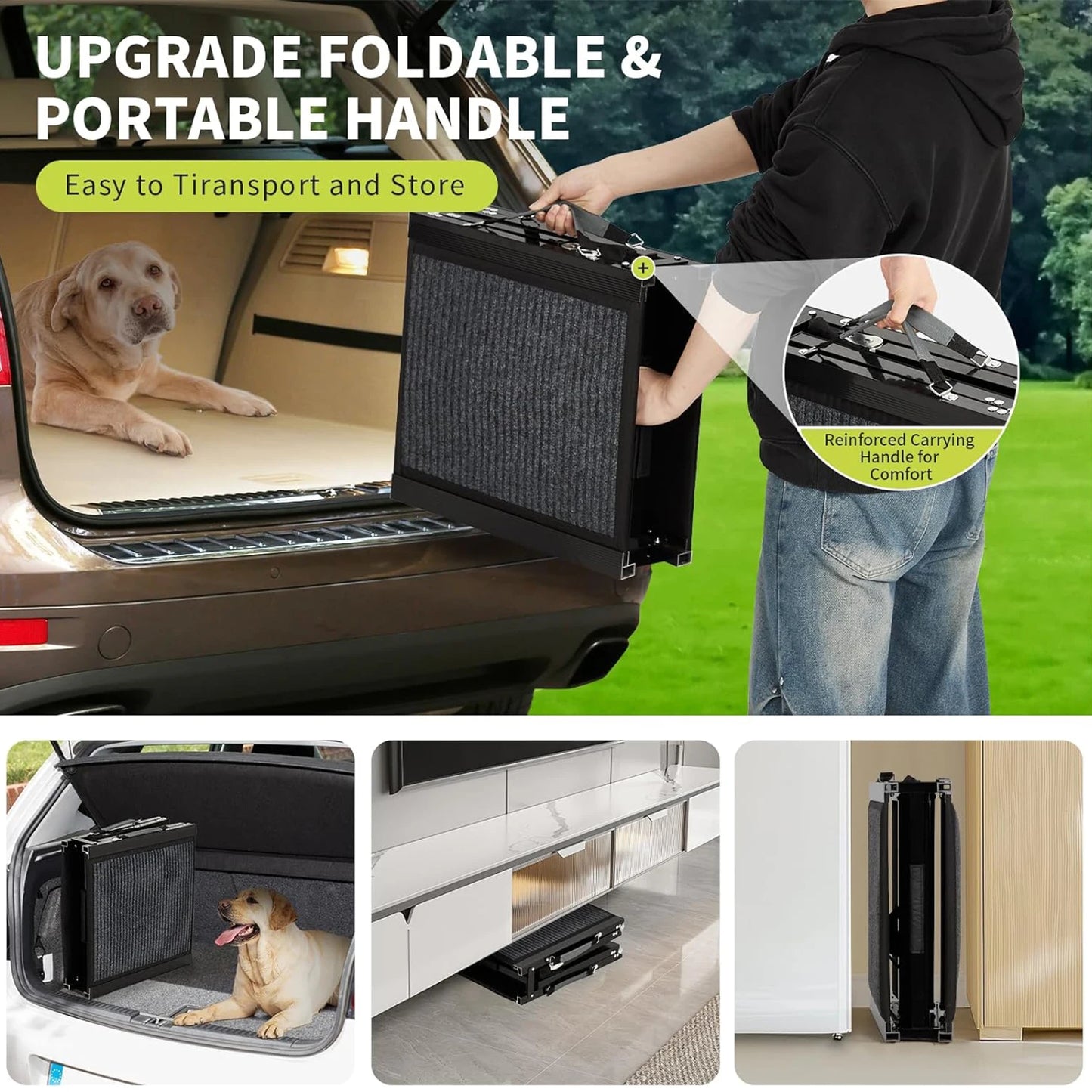 HiMISS Upgraded Folding Dog Ramp For Cars 250 LBS Capacity