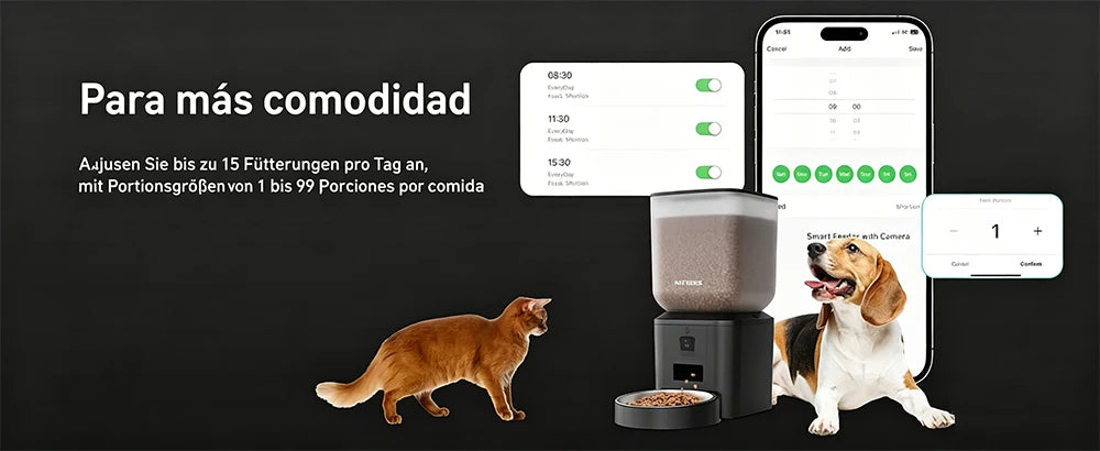 Nityers Automatic Cat Feeder With 1080p Camera Night Vision WiFi