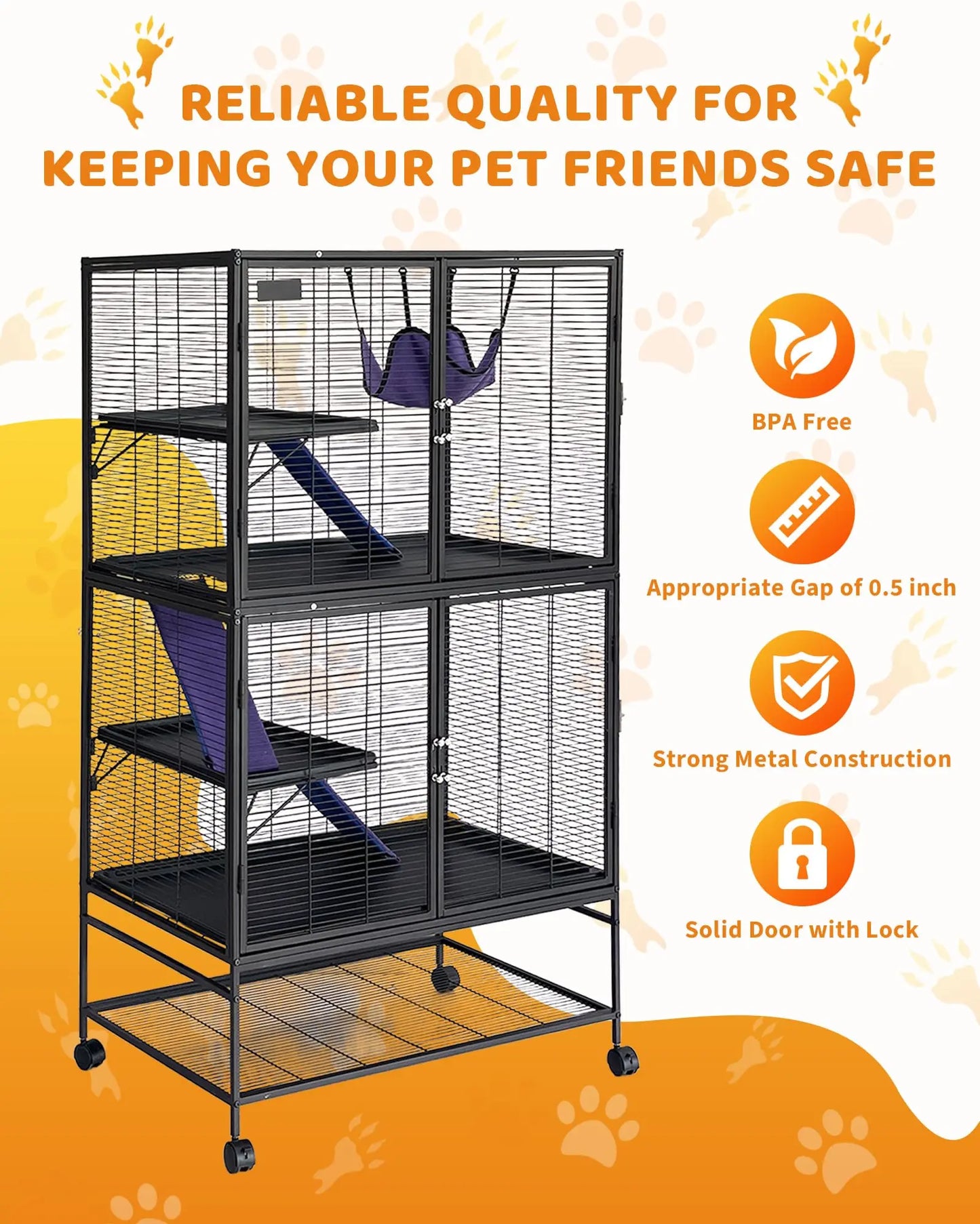 HiMISS Metal Small Animal Cage With Ramp And Multi Level