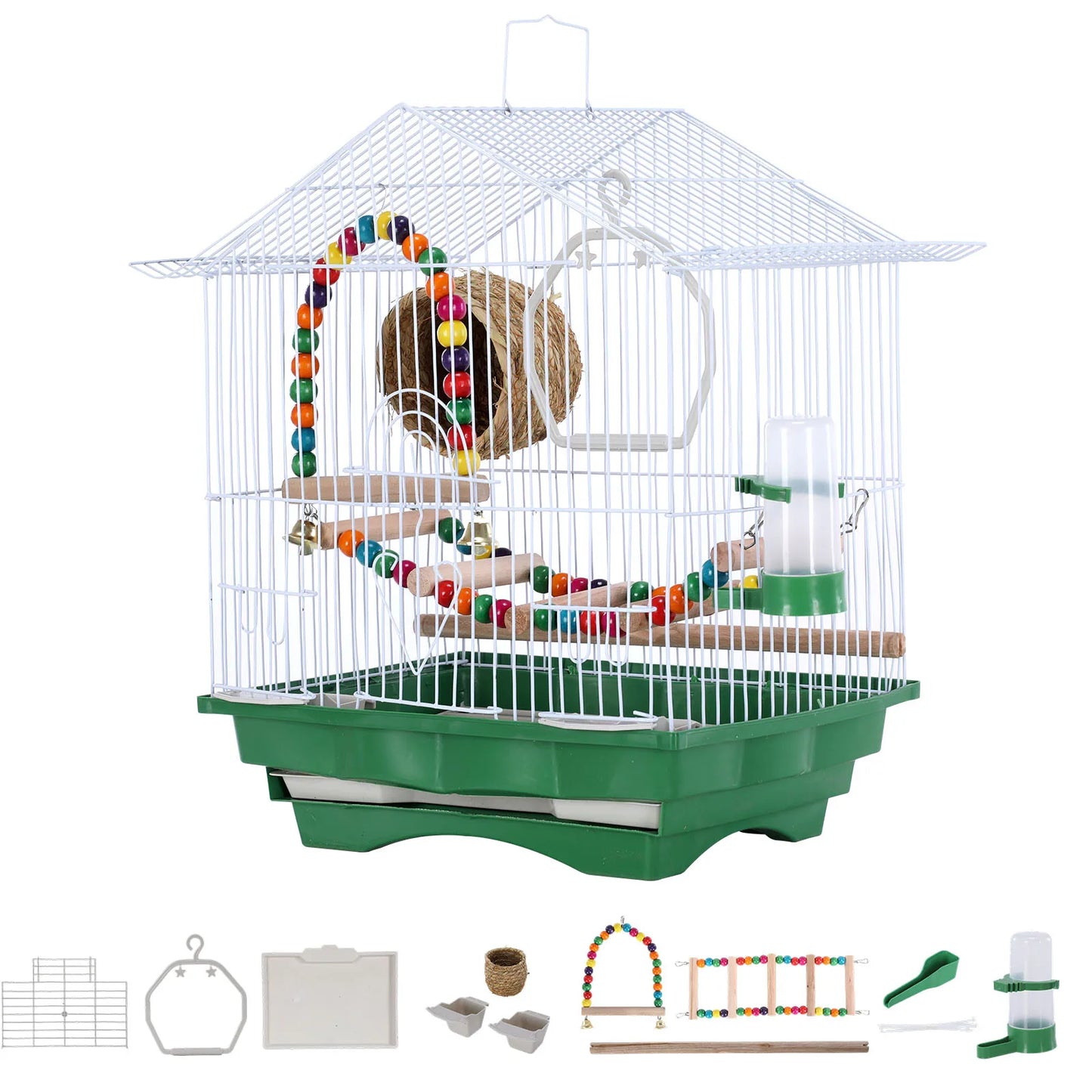 Metal Travel Bird Cage With Perch And Easy Clean Stand For Small Birds