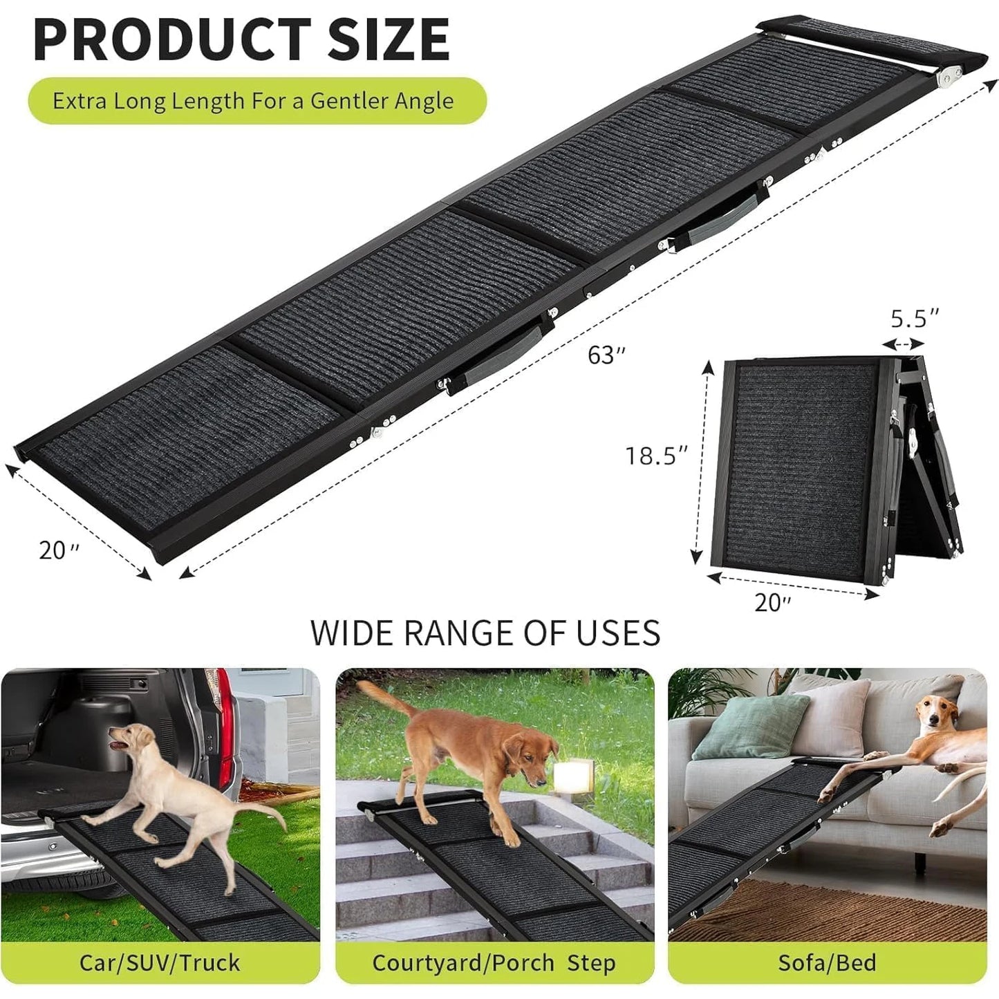 HiMISS Upgraded Folding Dog Ramp For Cars 250 LBS Capacity