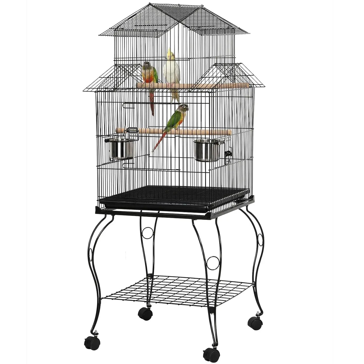 Rolling Parrot Cage With Detachable Stand For Budgie