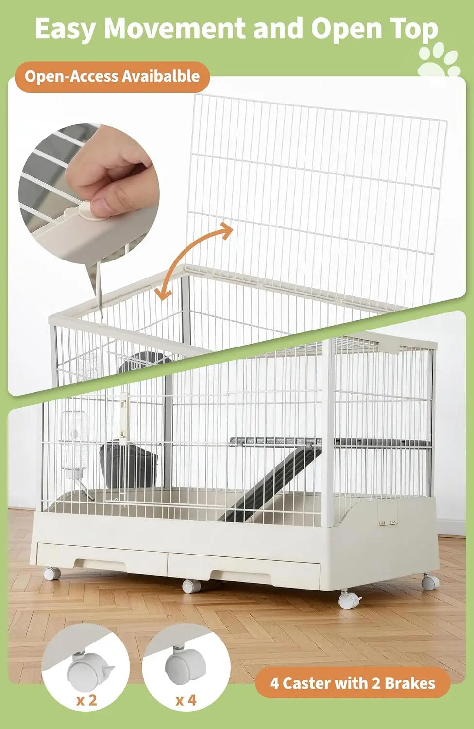 Himiss Spacious Large Rabbit Hutch With Removable Trays