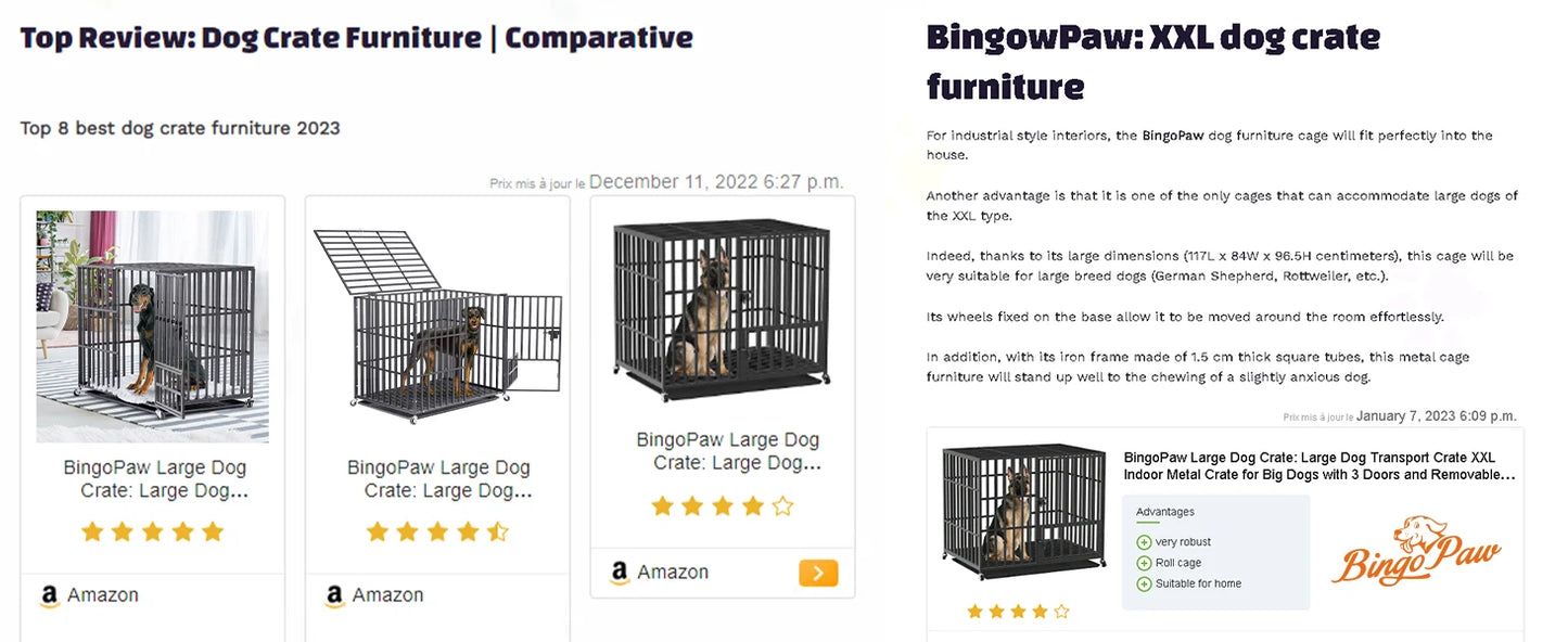 BORWART Heavy Duty Dog Crate With Lockable Wheels And Tray
