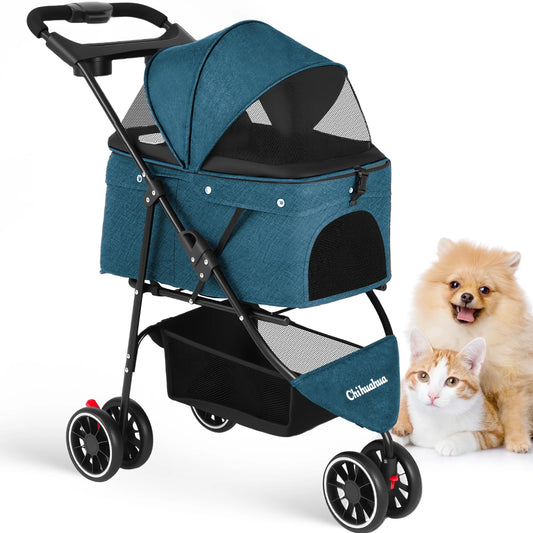 Chihuahua Pet Stroller for Dogs and Cats Folding Travel Carrier