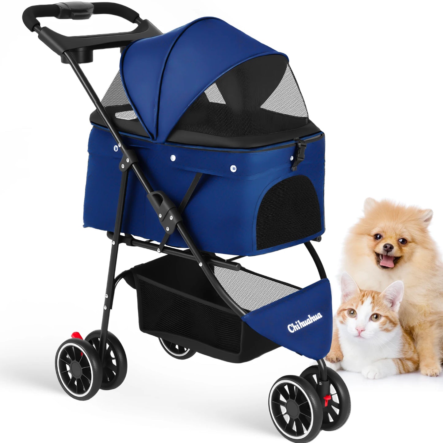 Chihuahua Pet Stroller for Dogs and Cats Folding Travel Carrier