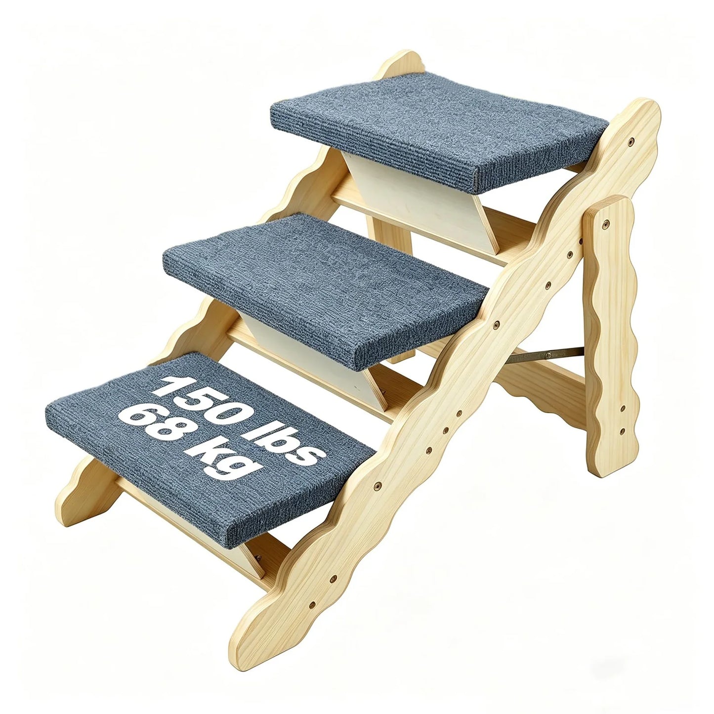 DishyKooker 2 In 1 Wooden Pet Stairs Folding Dog Ramp