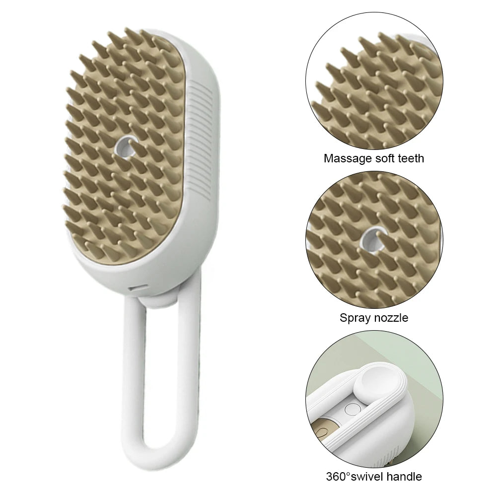 3 In 1 Dog Cat Grooming Brush With Electric Sprayer