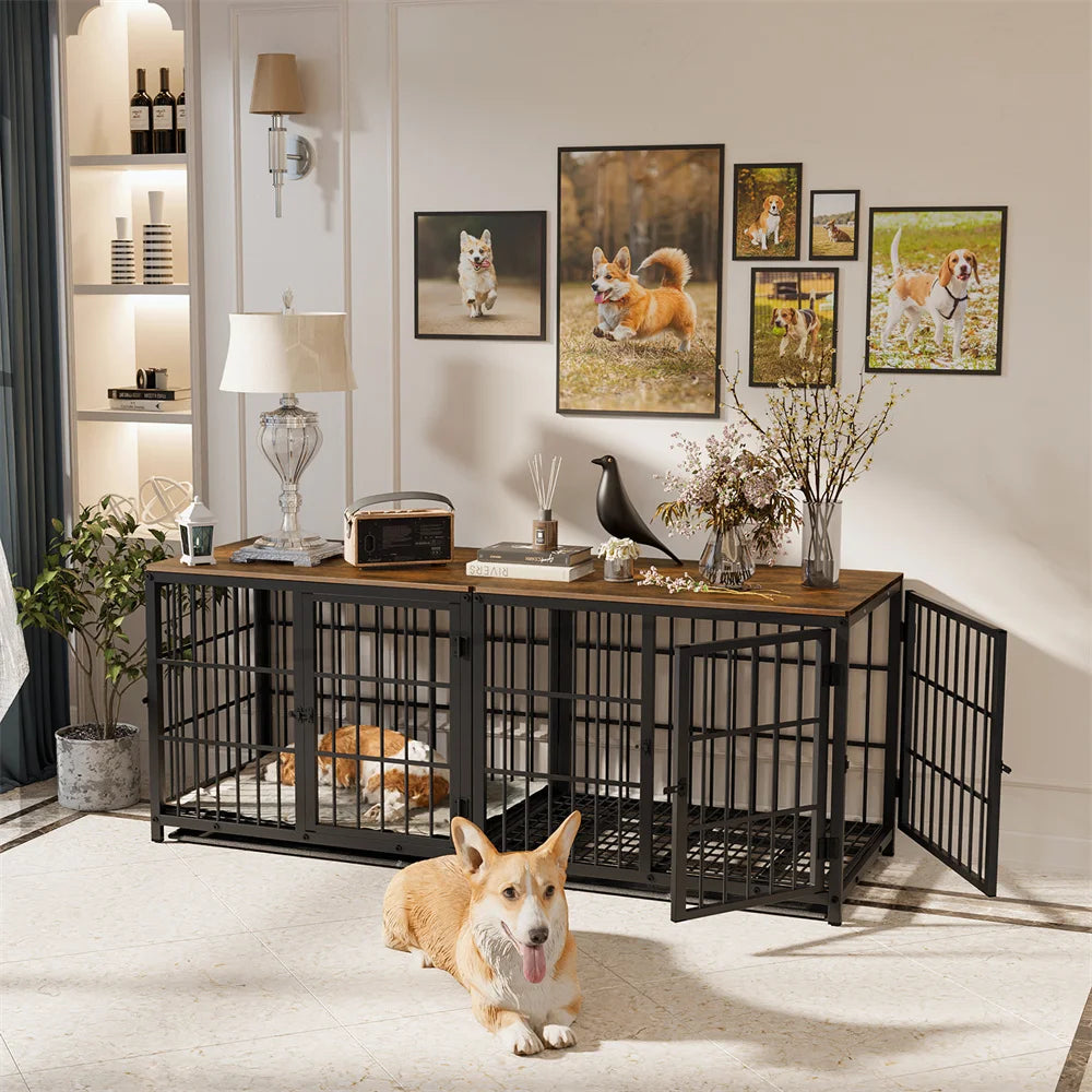 Borwart Wooden Dog Crate Furniture Style Elevated Pet Cage