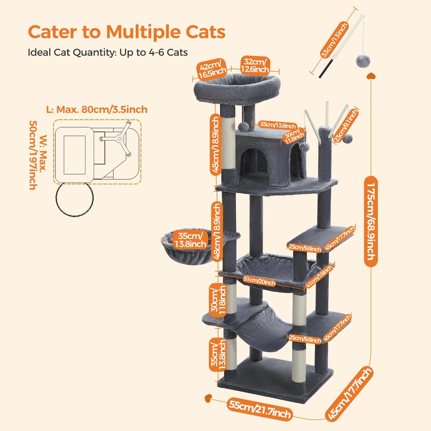 Pawz Road Large Multi Level Plush Cat Tree Tower