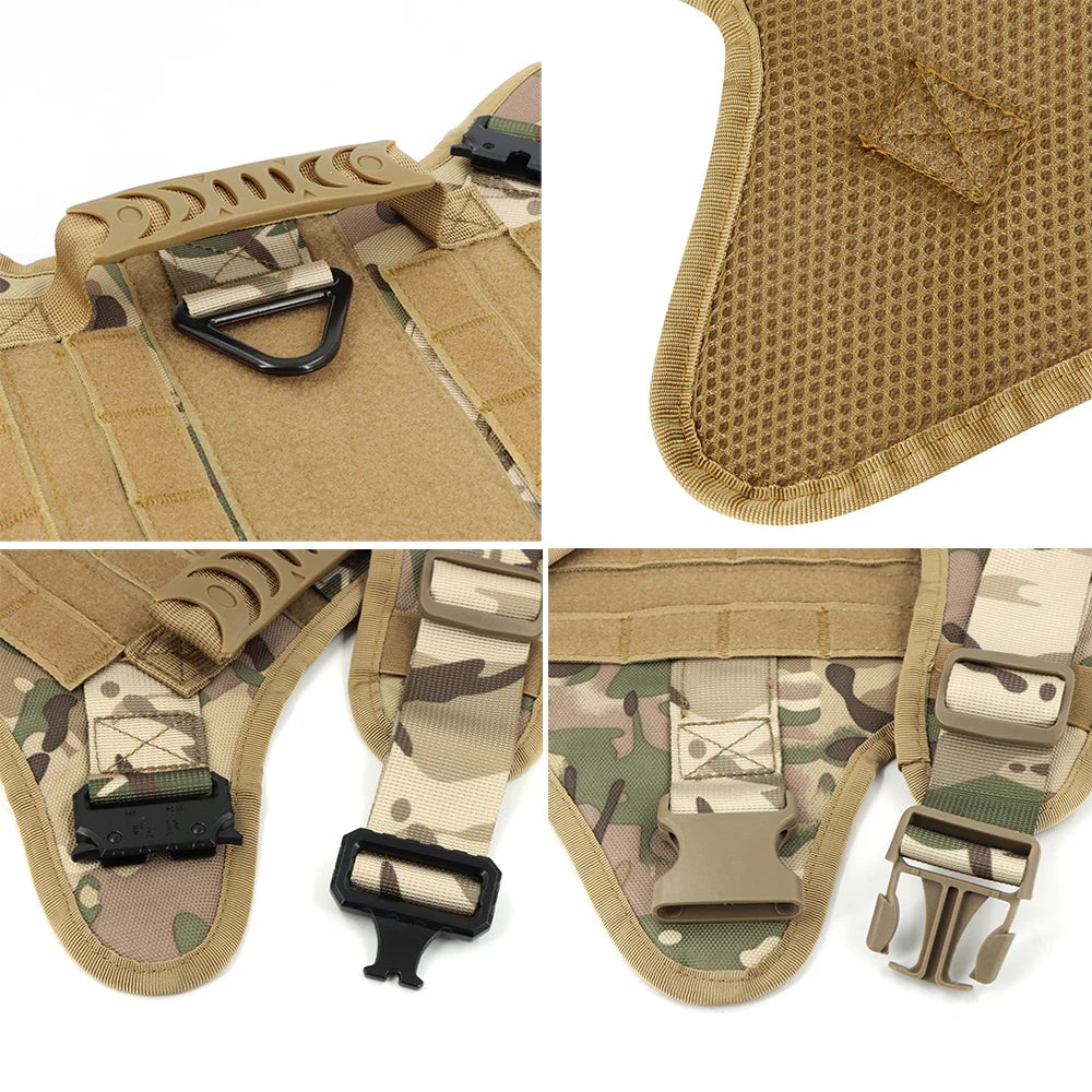 Nylon Tactical Dog Harness Leash Set No Pull Training Military