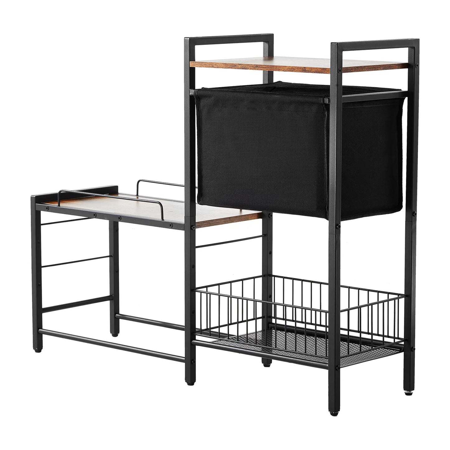 Pet Feeding Station With Storage Elevated Bowls And Shelves