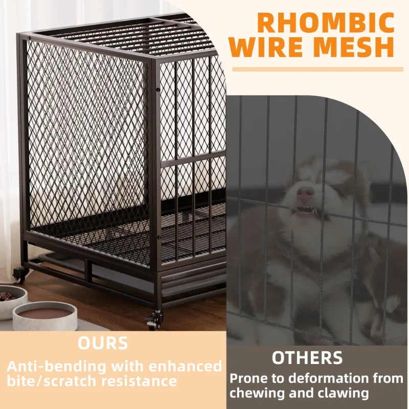 Heavy Duty Dog Crate Furniture Indoor Kennel With Wheels