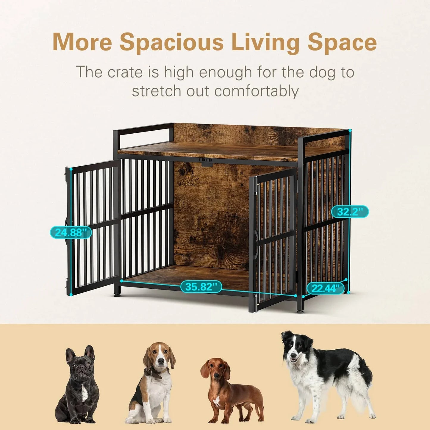 Multifunctional Wood End Table With Flip Top And Pet Crate