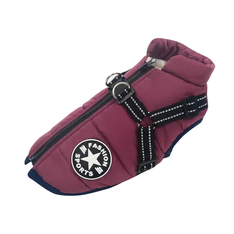 CDDMPET Winter Warm Pet Dog Jacket With Harness Waterproof Coat