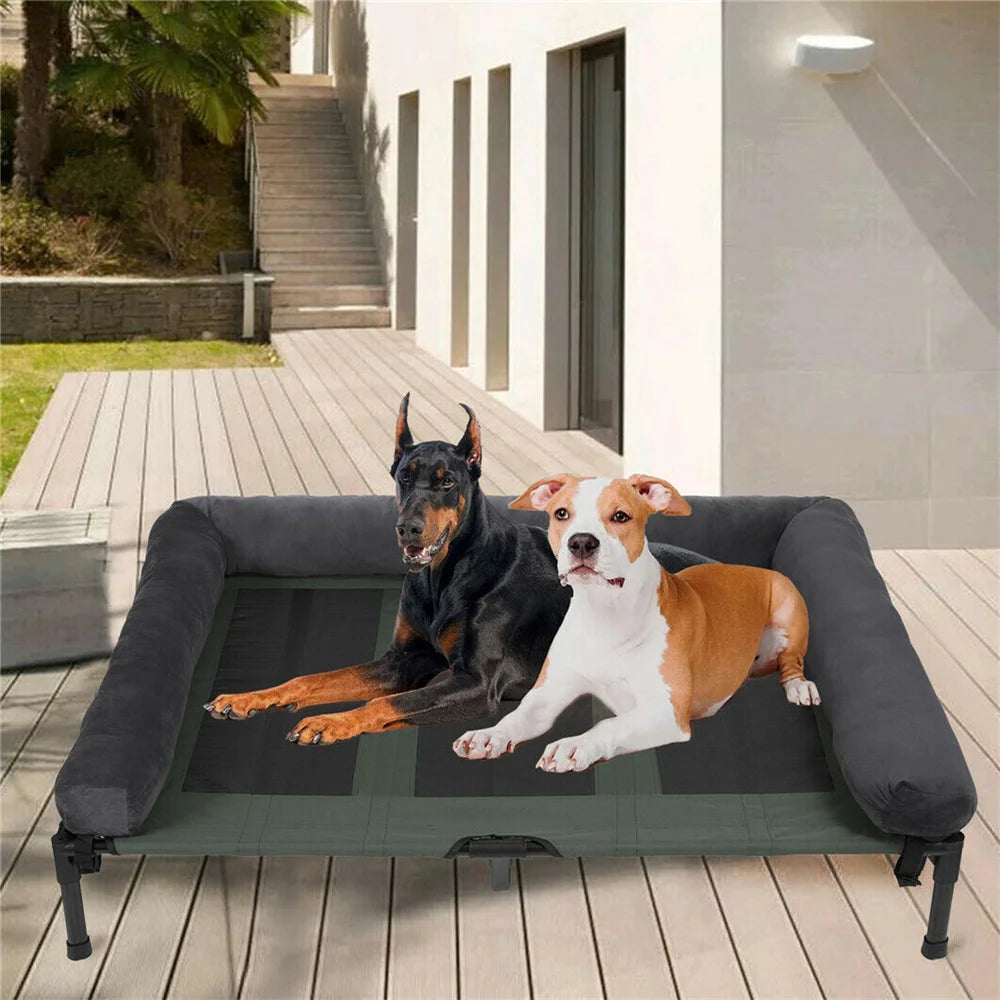 BORWART CN Outdoor Raised Dog Bed With Cooling Breathable Mat And Plush Mat